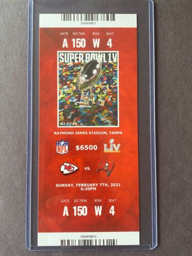 SUPER BOWL 55 LV Replica Biglietto Stub - KC Chiefs vs Tampa Bay Bucs Brady MVP - Foto 2 di 3