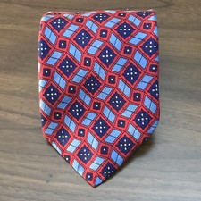 ROBERT TALBOTT Blue  Red Abstract Geometric English Silk Made in the USA