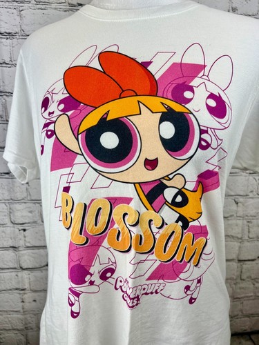 Port & Company T-Shirt Top Women Size L White Powerpuff Girls Blossom Crew Neck - Picture 2 of 7
