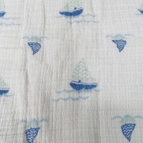 Aden + Anais Sailboat Baby Blanket Swaddle Muslin Blue White Green Security - Picture 1 of 5