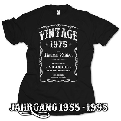 T-Shirt Geburtstag 18 30 40 50 60 70 Jahre Geschenk Jahrgang 1955-1995 Vintage