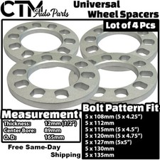4x 12mm12 Thick 5x4.5 5x115 Universal Wheel Spacer Fit Mazda Pontiac More