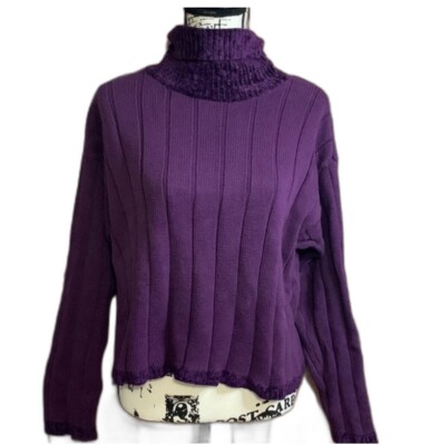Liz Claiborne Lizwear Dark Purple Cozy Cropped Turtleneck
