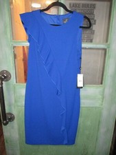 Adrianna Papell Dress Womens Sz 8 RoyalBlue Sleeveless Ruffle NWT