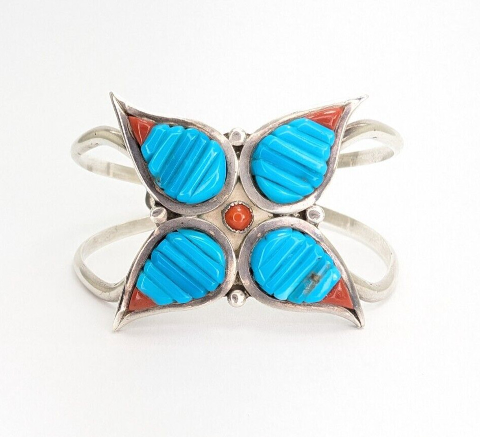 115 Gram Navajo 'Maiden Cuff' Sterling Native American Jewelry Silver Tufa Coral Bracelet 115 Gram Navajo 'Maiden Cuff' Sterling Native American Jewelry Silver Tufa Coral Bracelet