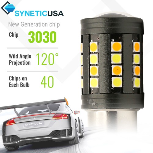 3157 Dual Color Switchback White/Amber Front Turn Signal Lamp Light Bulbs - Picture 2 of 9