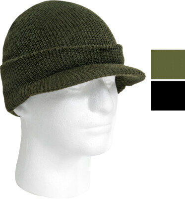 #ad 100% Wool Beanie Jeep Cap US Government DOD Double Layer Brim Visor Hat USA Made $14.99