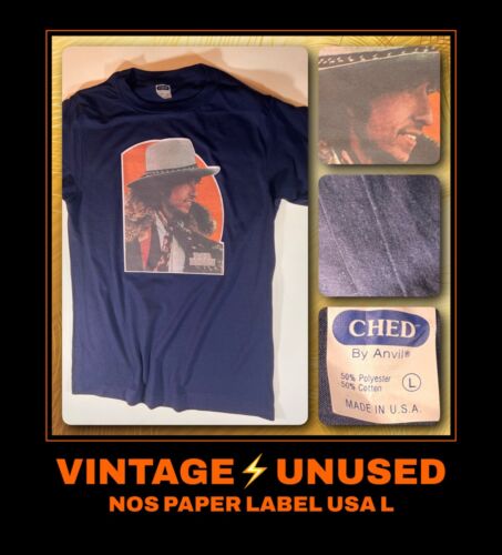 NOS UNUSED VTG 70s Bob DYLAN Single Needle folk classic rock blues T-Shirt USA L