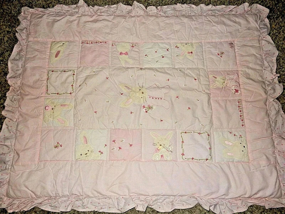 Manta Edredón Cuna Flores Rosa Conejo Carter's Vintage 9D Foto 3 de 4