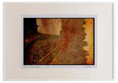 022035 Autobahnbrücke zur Berufsverkehrszeit Aquarell Bilderrahmen