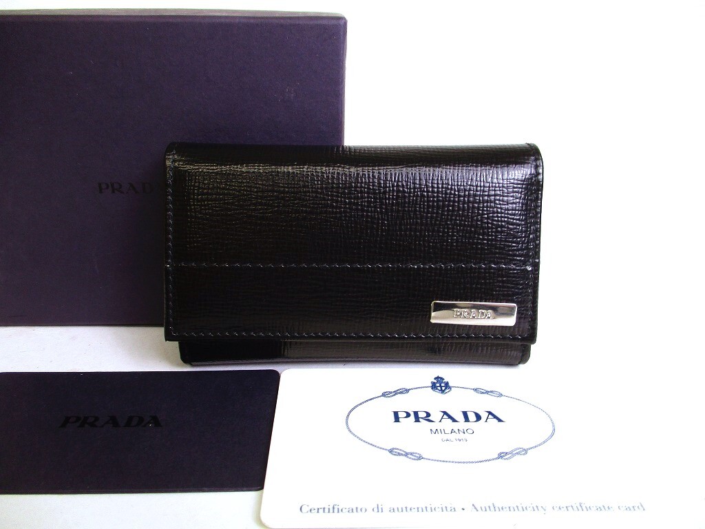 PRADA ブラック レザー キーケース Authentic PRADA Black Leather 6 Pics Key Cases #a091 | eBay