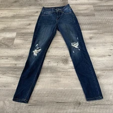 Rewash Jeans Womens Junior Size 3 Dark Wash Blue Denim Skinny Stretch Distressed
