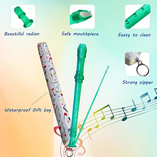 8 Hole German style Descant Soprano Recorder for Beginners, Kids recorder Green