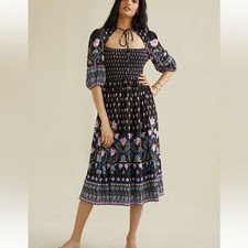 NWT Anthropologie Dasha Smocked Midi Dress Sz XS