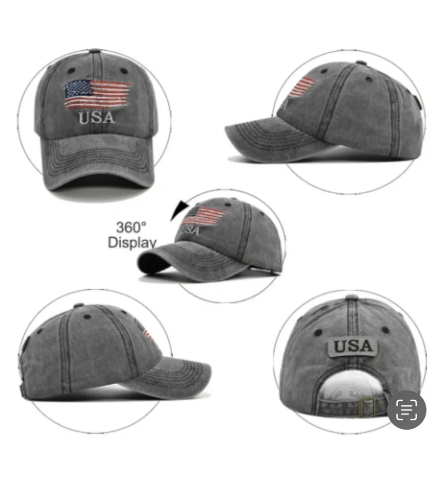 ✅ Gorra de béisbol envejecida con una bandera estadounidense en NEGRO - 4 de JULIO ✅ Foto 4 de 4