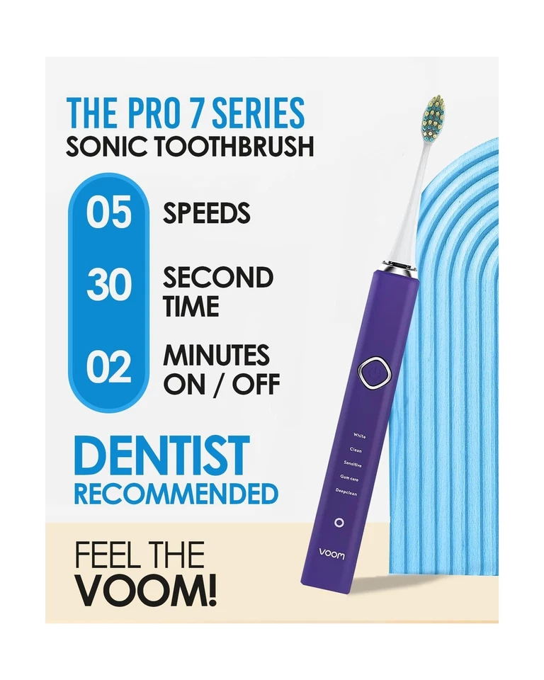 Voom Sonic Pro 7 Electric Toothbrush for Adults, Sonicare Electric ... Fast Ship - Image 3 of 4