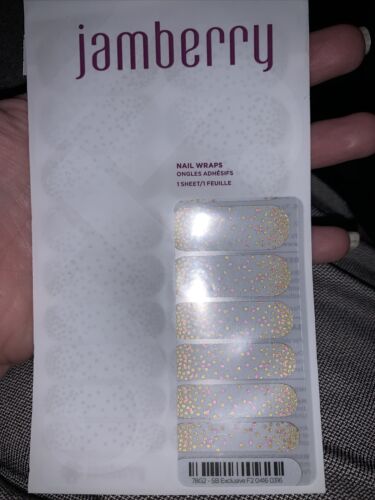 Jamberry Nail Wraps Full Sheet - 78G2 - Style Box Exclusive Gold & Rose On White - Picture 1 of 3