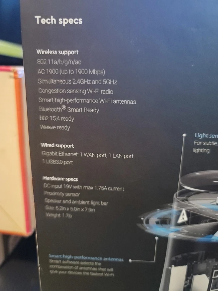 Asus SRT-AC1900 Black Onhub 2 Ports Wireless Smart Router With Power Cable - Image 3 of 3