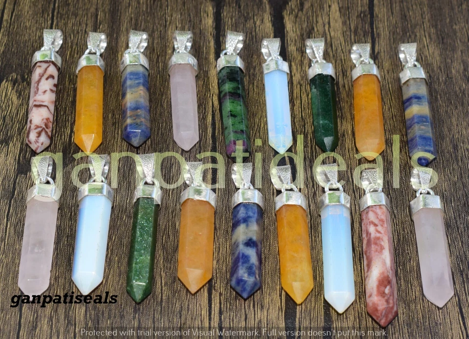 ¡VENTA A GRANEL!! Lote al por mayor de colgantes de cuarzo rosa y mezcla de piedras preciosas enchapados en plata 925 Foto 4 de 4