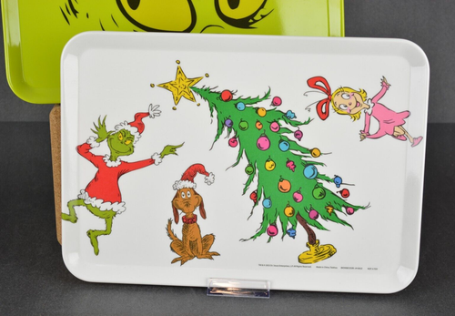 Set of 2 Dr Seuss Melamine Tray The Grinch Stole Christmas Holiday 13.5" x 10" - Picture 2 of 8
