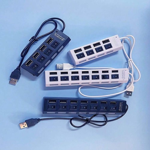 7 Port USB 2.0 Hub Splitter Adapter Charge High Speed For PC Laptop Mac Desktop - Picture 3 of 8
