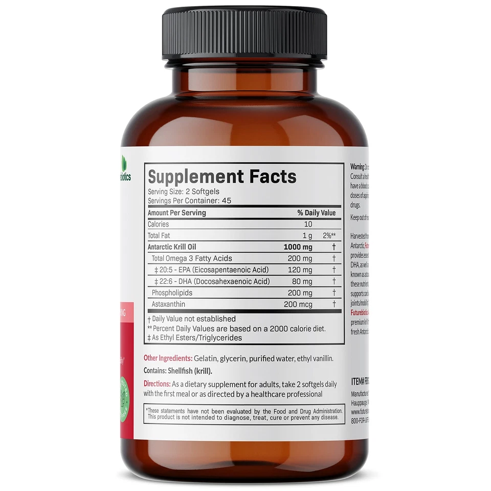 Aceite de krill antártico Futurebiotics 1000 mg con astaxantina Foto 2 de 4