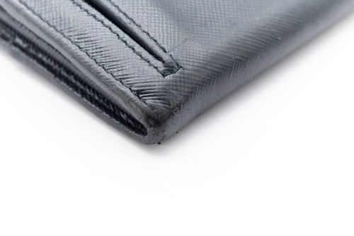 PRADA Leather Long Bifold Wallet Saffiano Black Authentic from JAPAN - Picture 18 of 19