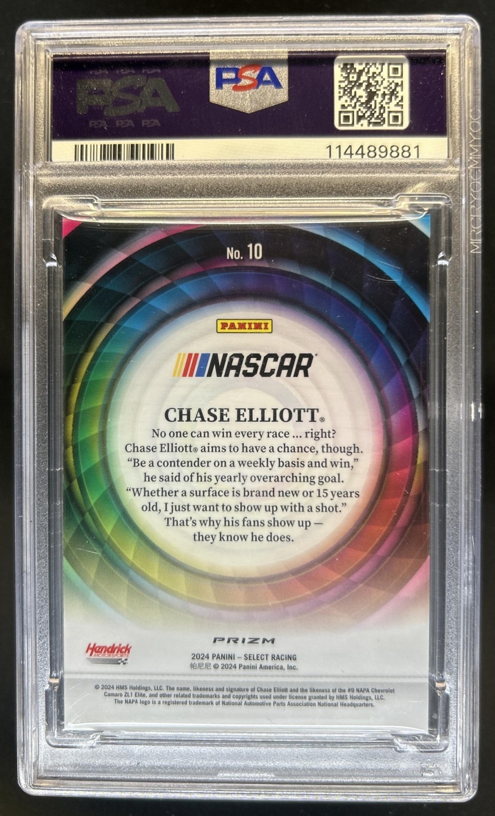2024 Panini Select Nascar Chase Elliott Color Wheel SSP #10 PSA 9 view 2