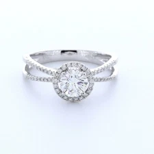 1.15ct Natural Diamond F/VS2 Round Cut 18K White Gold Prong Halo Engagement Ring