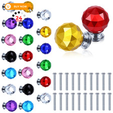 JOUTYFOR 20 Pcs Crystal Drawer Pulls Cabinet Knobs 30mm 30 mm, Multicolor