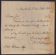 WILLIAM CULLEN BRYANT - AUTOGRAPH LETTER SIGNED 10/12/1863
