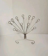 Vintage Silver Wire Fan Tree/Post Card /Photo Display Holder 11.75" Tall