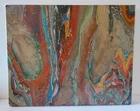 Vintage Abstract Drip Pour Painting Illegibly Signed (P172)