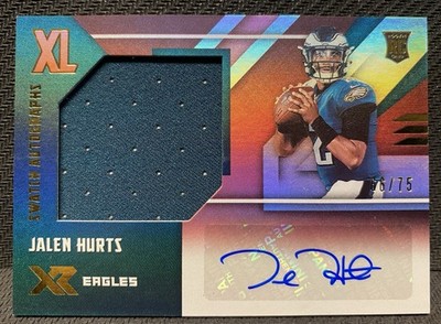 2020 Panini XR Jalen Hurts Rookie XL Swatch RXL-JU Red 66/75 Eagles RPA 