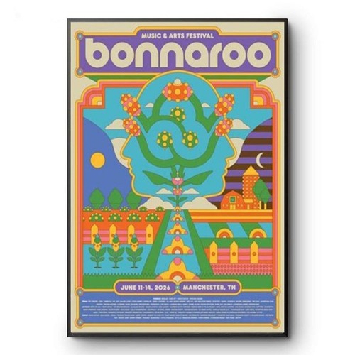 Bonnaroo 2026 Poster Skrillex Strokes Noah Kahan Music Festival Art ...