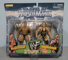 1998 Jakks WWF WWE WrestleMania Rock & Owen Hart 2 TUFF 2 Pack Rare New