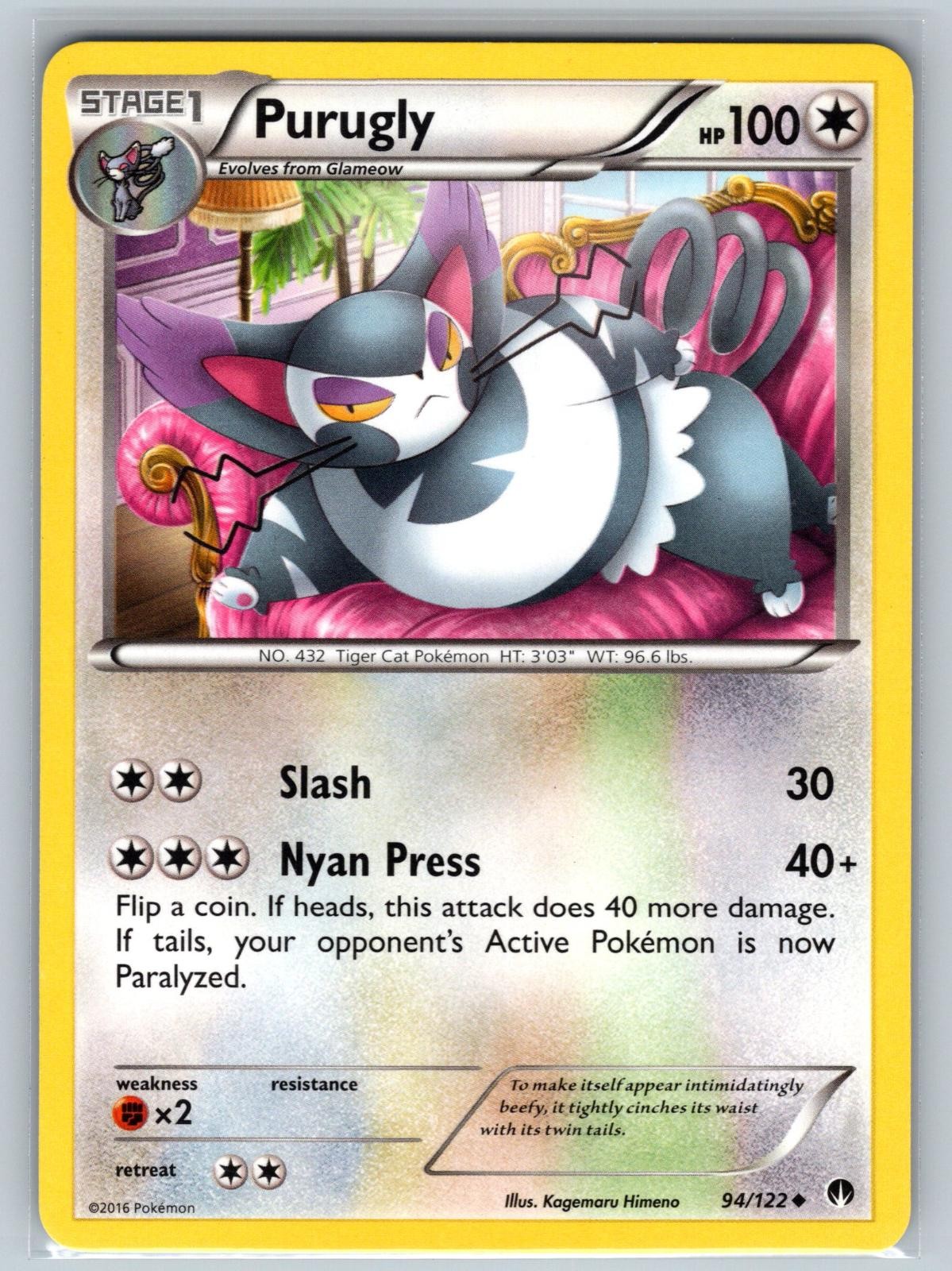 Purugly 94/122 Uncommon BREAKpoint Pokemon Lightly Played