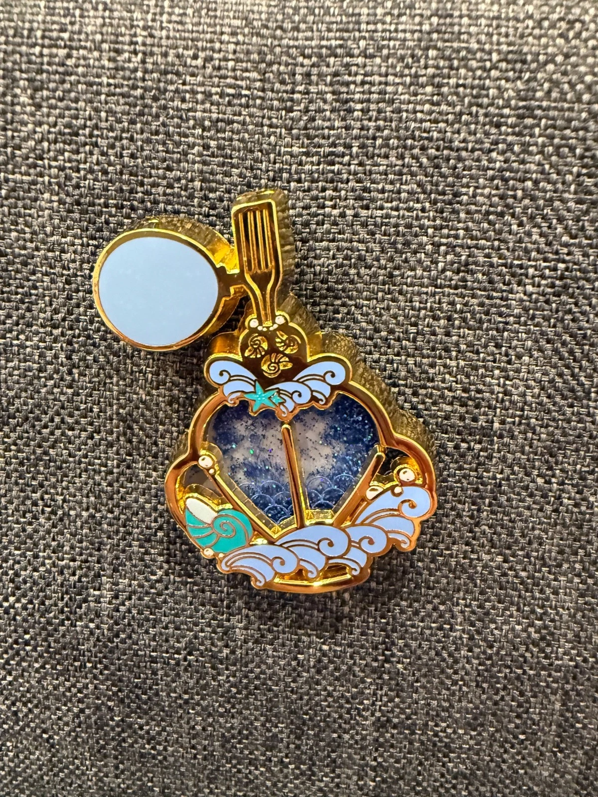 Disney Princess Liquid Glitter Filled Perfume Bottle Blind Box Enamel Pin Ariel