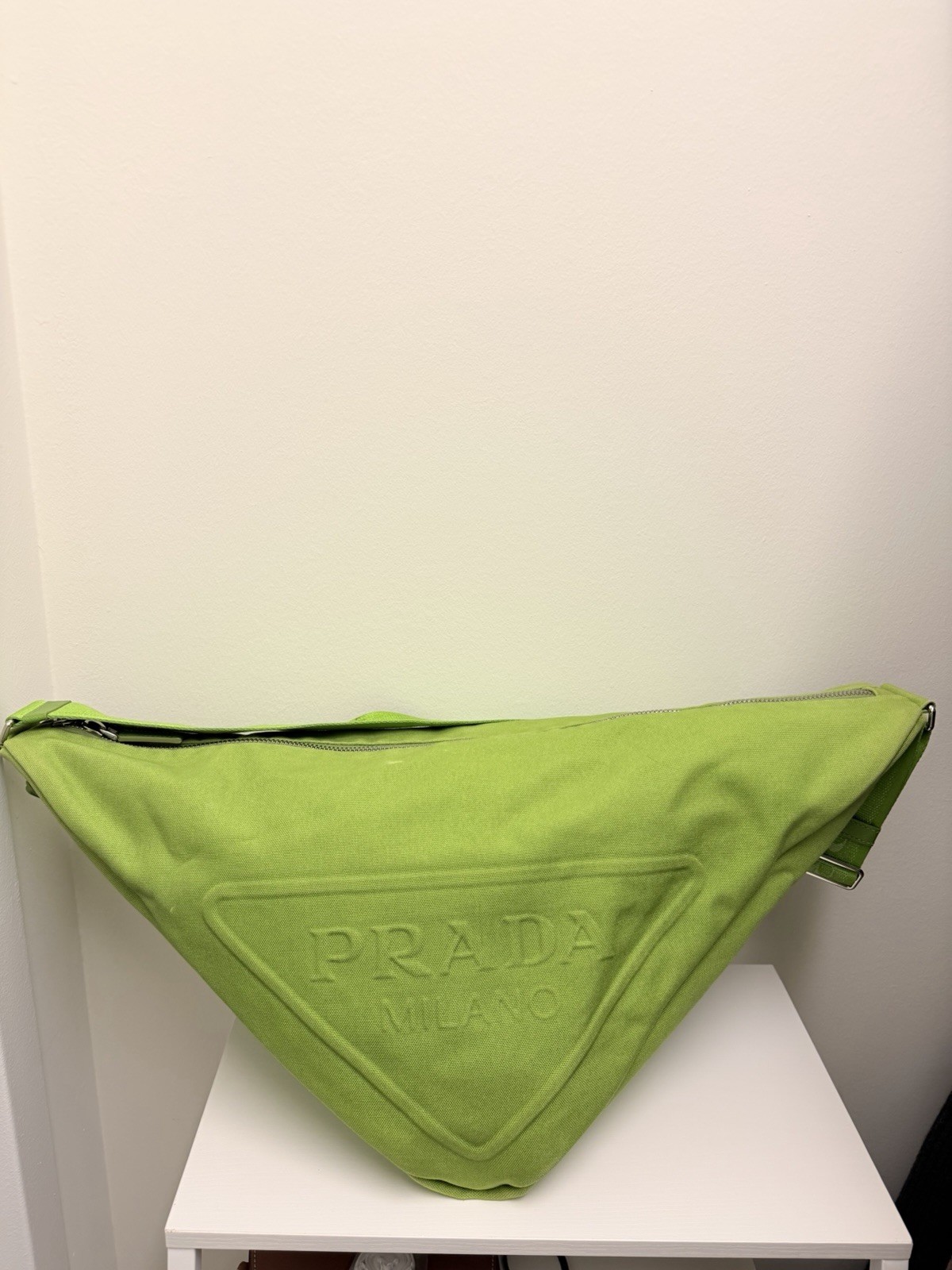 Prada Green Crossbody Shoulder Bag for Men with Zipper Closure