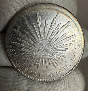 1892 Mexico Second Republic 8 Reales OA EN Silver Coin