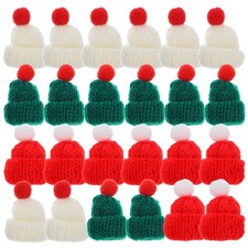 24PCS Mini Knitting Hats Christmas Santa Doll For Wine Bottle Toppers DIY