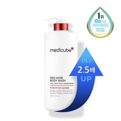 Medicube Rote Akne Duschgel Jumbo-Größe 1000 ml 33,8 Unzen zu neigende Haut