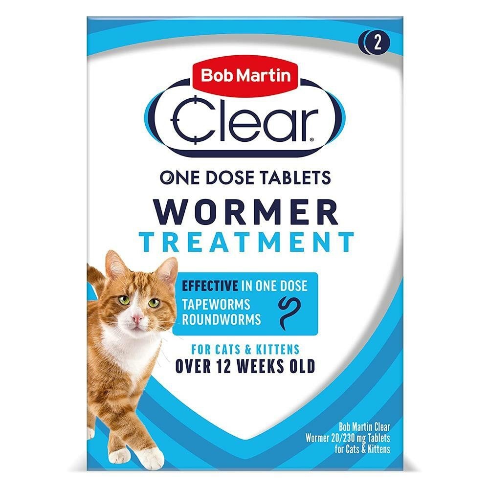 Bob Martin Cat & Kitten Wormer 12+ Weeks Tapeworm Roundworm Treatment 2 Tablets