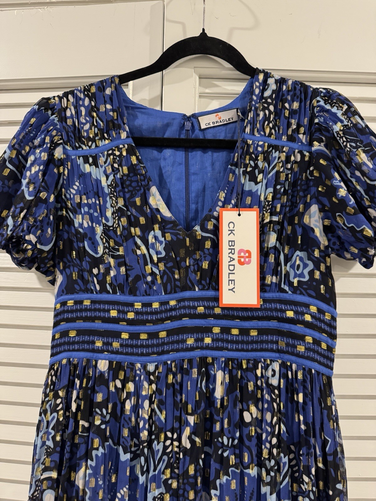 New With Tags Women's Sz MED CK Bradley Short Sleeve Long Dress - pd $398! thumbnail 2