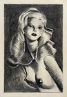 Half-naked woman, drawing signed and dated 1963