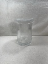 Decorative Clear Glass Ribbed Apothecary Jar Vanity Organizer Storage 5  Tall