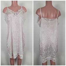 Vintage White Size 44 Nylon Full Slip Lace Bodice Sissy Slippery Smooth Made USA