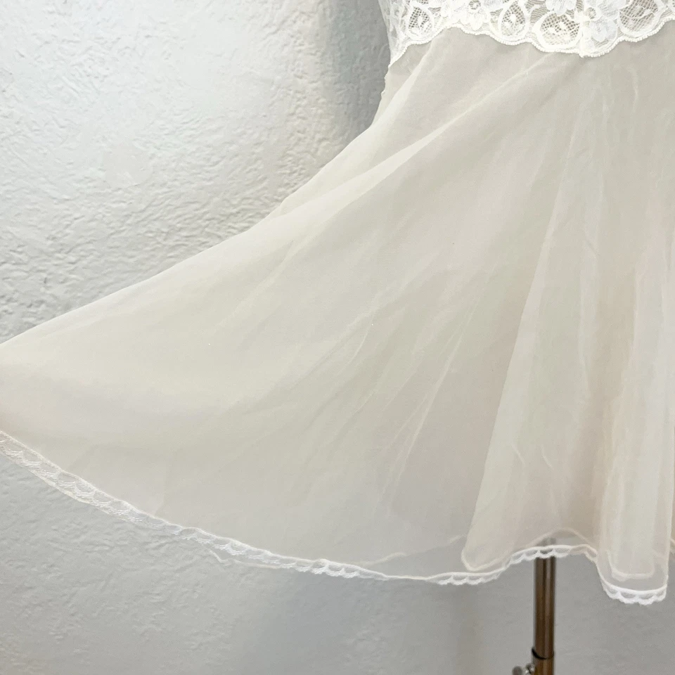 Винтажный сетки тюль скольжения платье белье кремовый слоновой кости XS чистый - Изображение 3 из 4