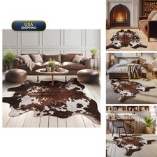 KINOGIC Faux Cowhide Cow Print Rug, Animal Hide Western Decor, 6.2 x 7 Feet