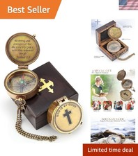 Beautiful Brass Compass with Engraved Scripture - Faithful Gift for Men  Women